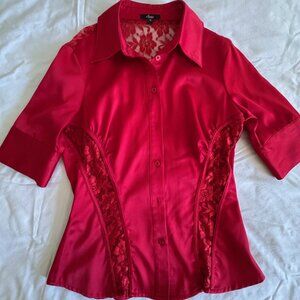 Bright Red Lacy Top from Sele, size S